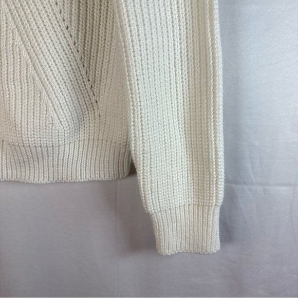 Poof Apparel Women's V-Neck Sweater in Off White - Picture 4 of 10